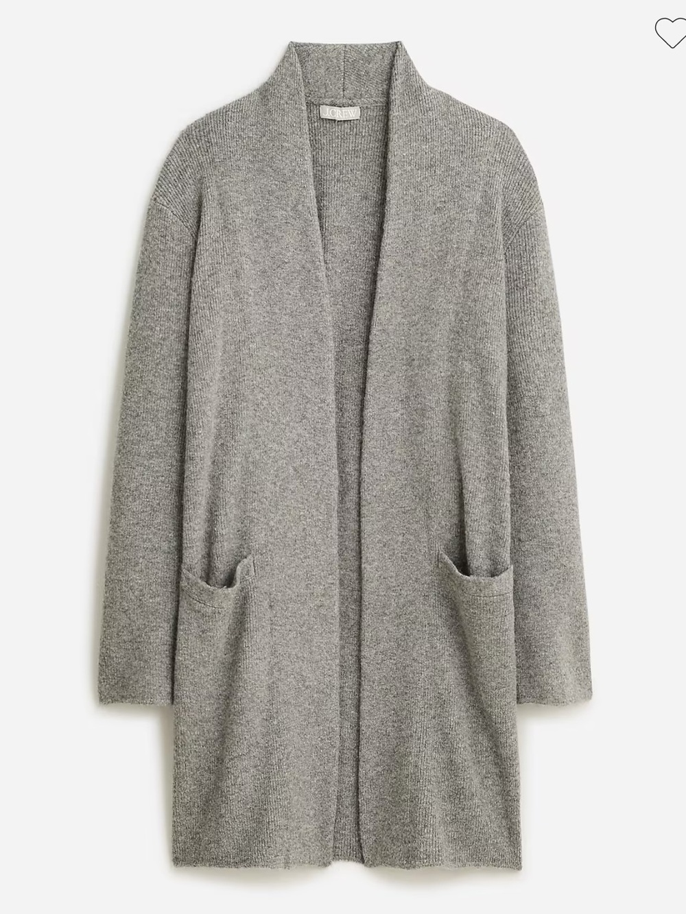 J. Crew Gray Wool Blend Long Open-Front Cardigan Size Small
